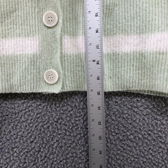 NWT It's Our Time Cardigan Womens M V-neck Pastel Green Striped Button Front - Picture 10 of 10